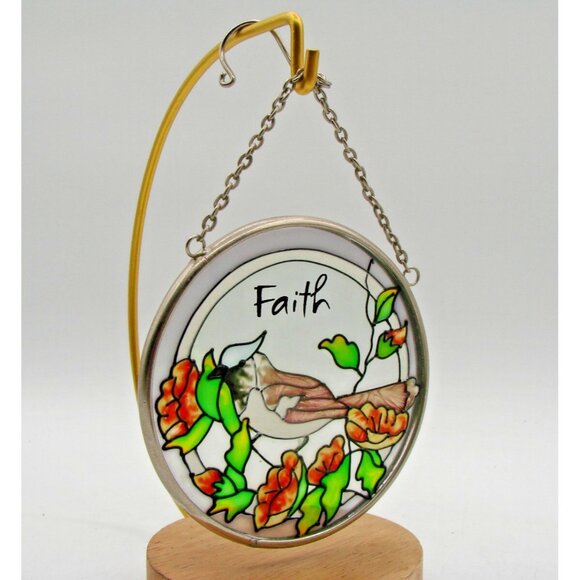 Stained Glass Suncatchers & Hanging Stand Set Floral Bird Religious World Market - Picture 2 of 12